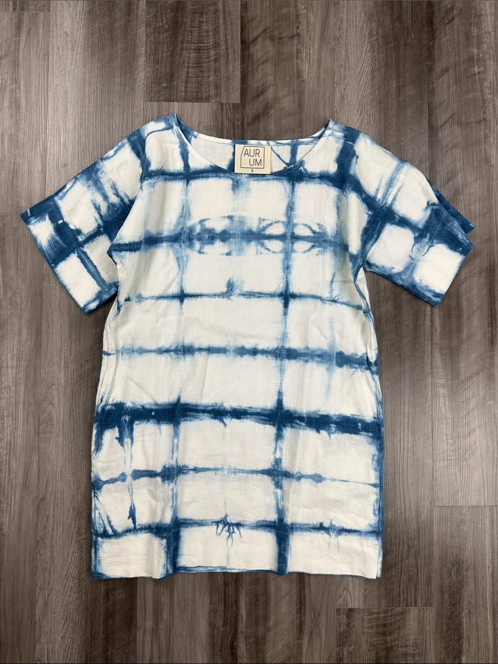 Aurum Shibori Linen Dyed Dress - Small